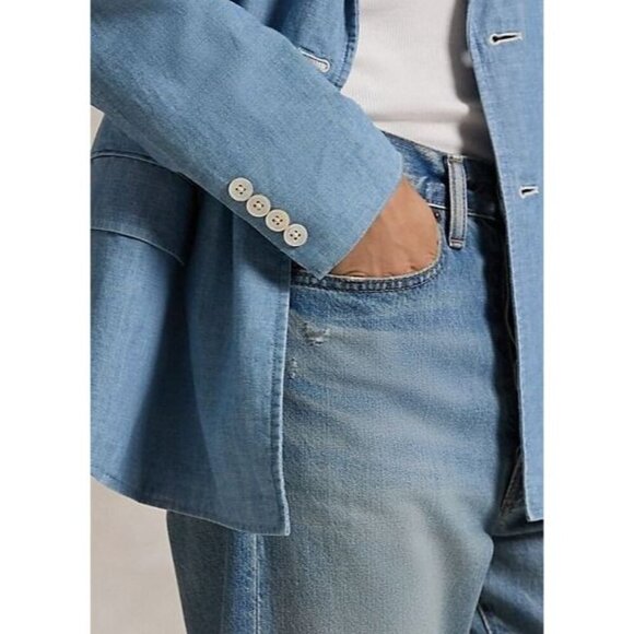 NEW Polo Ralph Lauren Women's 8 Double-Breasted Chambray Blazer NWT $698 - Picture 5 of 6